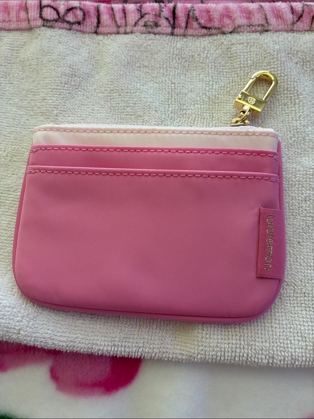 Lululemon Pink Card Pouch with Gold Clip
